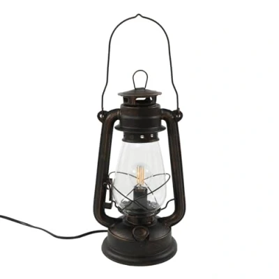 Image of Lindby Table Lamp &#039;Raisa&#039; (Antique, Vintage) in Brown Made of Metal for e.g. Living Room &amp; Dining (1 Light Source, E14) from Desk Lamps