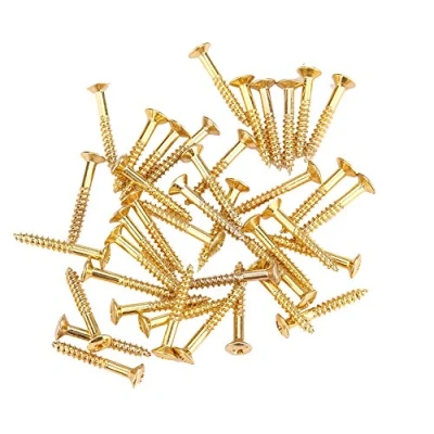 Image of 40 Pcs Guitar Pick Up Screws, Humbucker Pickup Screws Set Kit Ring Mounting Screws(Gold)