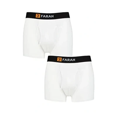 Image of Mens 2 Pack Farah Classic Striped and Plain Bamboo Keyhole Trunks White XL