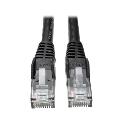 Image of Eaton Cat6 Gigabit Snagless Molded UTP Patch Ethernet Cable, RJ45 Male to Black, 3 Feet / 0.3 Meters (N201 003 BK)