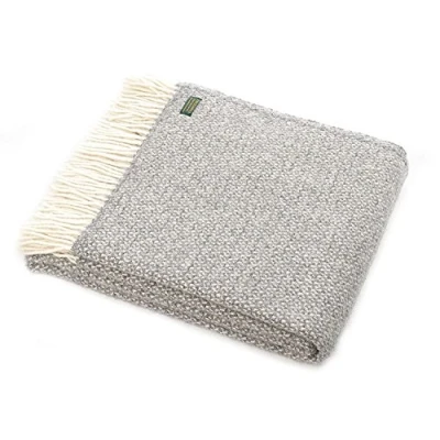 Image of Tweedmill Textiles 100% Pure New Wool Illusion Throw, Grey, 150x180cm