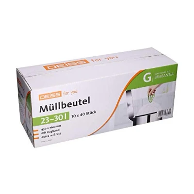 Image of DEISS Bin Liners 23 30 Litre for Brabantia Touch (Size G), Pack of 400.
