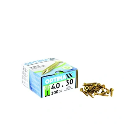Image of 4.0 Optimaxx Extreme Performance Wood Screws 200PC Box (4.0x30mm, Zinc Plate &amp; Yellow Passivated, Pozi Screws)