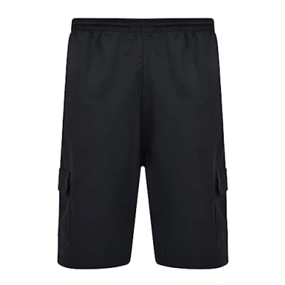 Image of Kam Jeanswear Mens Big Size Cotton Terry Jersey Cargo Shorts (300) in Black 6XL