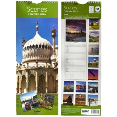 Image of Orbitron 2025 Slim Month To View Spiral Bound Photo Wall Calendar Coast, Scene, Cottages &amp;Garden (Scenes)