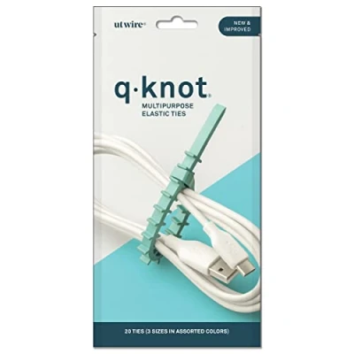 Image of New Q Knot, Multipurpose Reusable Elastic Cable Ties, Assorted, Set of 20