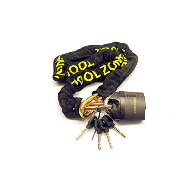 Image of Heavy Duty 1.1m Nylon Covered Chain with Padlock for Bike, Motorbike Security LK074