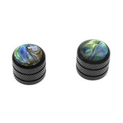 Image of Dopro 2pcs Push on Fit Abalone Top Guitar Dome Knobs or Bass Knob Fits Tele Telecaster Black