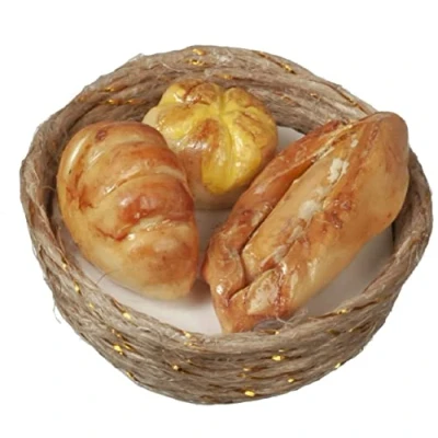 Image of Melody Jane Dolls House Bread in Basket Miniature Shop Store Market Accessory 1:12 Scale
