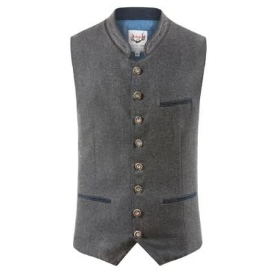 Image of Stockerpoint Men&#039;s Weste Sirius Trachtenwesten, Grey (Grau Dunkelblau Grau Dunkelblau), Large (Size: 52)