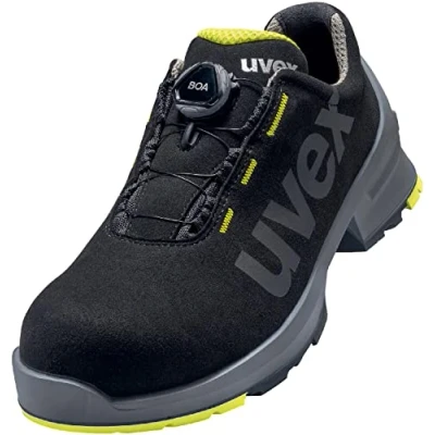 Image of Uvex Unisex Low Shoe 65668 S2 Size 39 PU Sole W11 Fire and Safety, Nero Lime, 6 UK