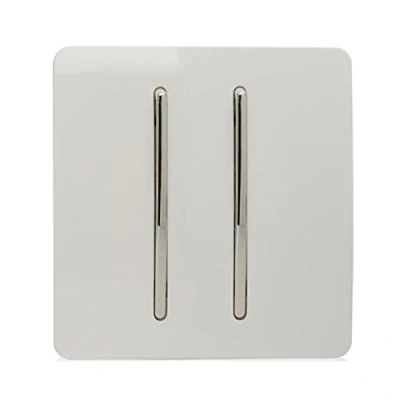 Image of Trendi 2 Gang (2 Way &amp; Intermediate) Glossy 10 Amp Rocker Light Switch Ice White