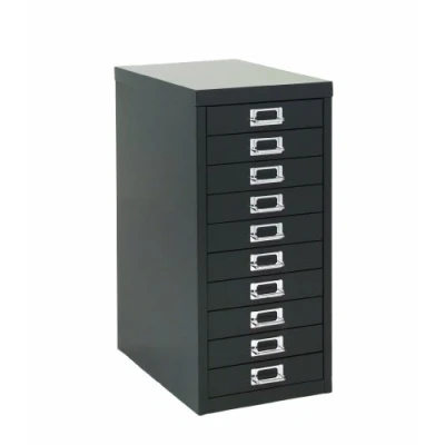 Image of Bisley Steel H2910NL 033 Desktop Cabinet 10 Drawer H590xW279xD380mm Black