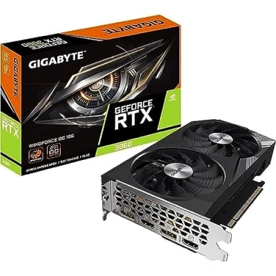 Image of Gigabyte NVIDIA GeForce RTX 3060 WINDFORCE OC V2 Graphics Card 12GB GDDR6, 192 bit, PCI E 4.0, 1792MHz Core Clock, 2x DP 1.4, 2 x HDMI 2.1, Ampere GV N3060WF2OC 12GD