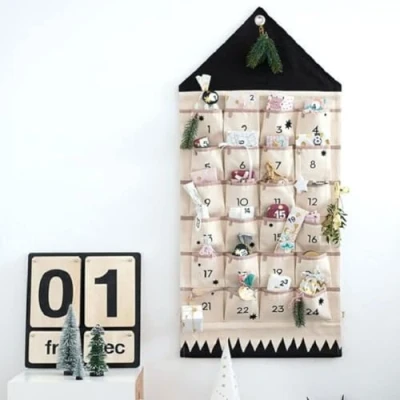 Image of Fabric Advent Calendar,Fillable Calendar,Christmas Calendar with 24 Pockets Empty to Fill Yourself For Christmas Ornaments