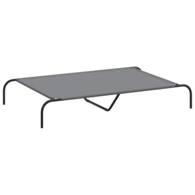 Image of vidaXL Raised Dog Kennel Grey 90 x 50 20 cm Oxford/Steel Canvas Bed Outdoor Cooling