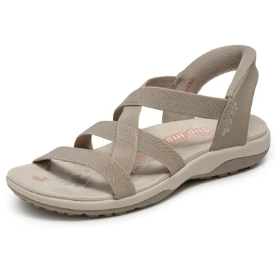 Image of Skechers REGGAE SLIM STRETCH FLEX Womens Sandals Taupe