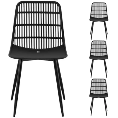 Image of Fromm &amp; Starck Moulded Plastic Chair Dining 150kg Seat 46.5x45.5cm Set of 4 Black STAR_SEAT_09 (Polypropylene Chair, Powder Coated Steel Legs, Max. Capacity 150kg)