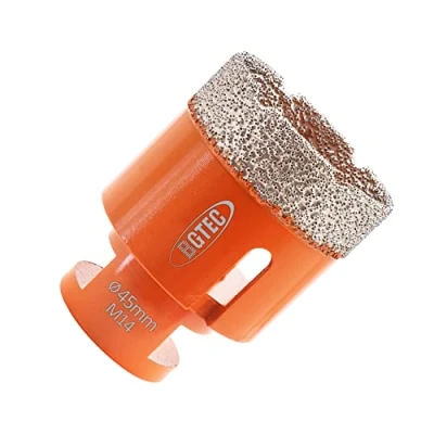 Image of BGTEC Diamond Drill Bit Tile Hole Saw 45mm with M14 Thread for Porcelain Ceramic Granite Marble Masonry Stone Vacuum Brazed 60mm Length