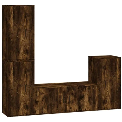 Image of vidaXL 4 Piece TV Cabinet Set Smoked Oak Engineered Wood