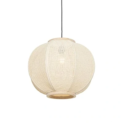 Image of Qazqa Oriental Dining Room I Table Pendant Lamp Light Ceiling Natural 48 cm Rob Suitable for LED E27 1 Fabric Living