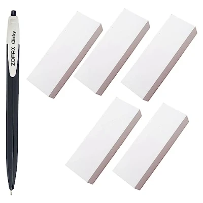 Image of ZOFAX NatLarg White Erasers, Jumbo, Pack of 5, Multipack, Pencil Rubber Large Erasers Pack, Perfect for Classroom Teacher School Home Office Supplies, iZOFAX Black Ball Pen
