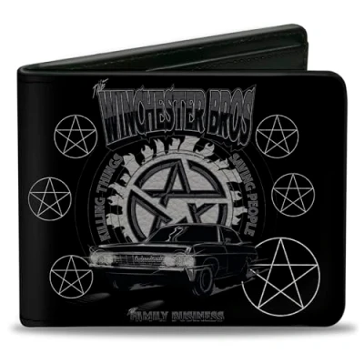 Image of Buckle Down Men&#039;s Wallet, Supernatural, 4.0&quot; x 3.5&quot;