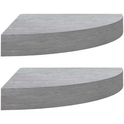 Image of vidaXL Wall Corner Shelves, Set of 2, Durable Honeycomb MDF and Metal, Concrete Grey, Easy Install, Modern Design for Home Decor Storage