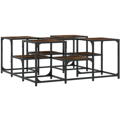 Image of vidaXL Coffee Table Smoked Oak 91x91x40 cm Engineered Wood