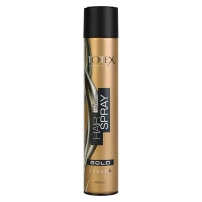 Image of Totex Hair Styling Gold Spray Long Lasting Perfect Shine Aerosol For Professional Hairdressers Salons Barbers &amp; Barber Shop 400 ml