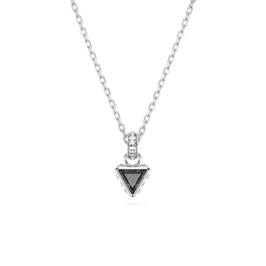 Image of Swarovski Stilla pendant, Triangle cut, Grey, Rhodium plated