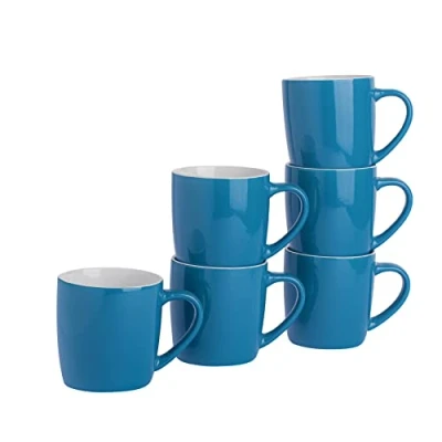 Image of 6x Blue 350ml Coloured Coffee Mugs By Argon Tableware