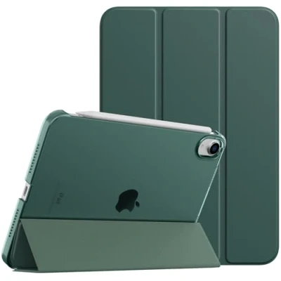 Image of TiMOVO Case for iPad Mini 7 A17 Pro 8.3 inch 2024, 6th Generation Case, Slim Translucent Hard Back Folio Cover Support Touch ID &amp; Apple Pencil Charging, Auto Wake/Sleep, Midnight Green