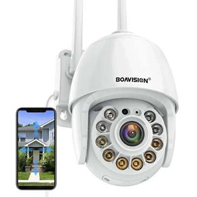 Image of BOAVISION Security Camera Outdoor, Wireless WiFi IP Home System 360 View,Motion Detection, auto Tracking,Two Way Talk,HD 1080P pan Tile Full Color Night Vision