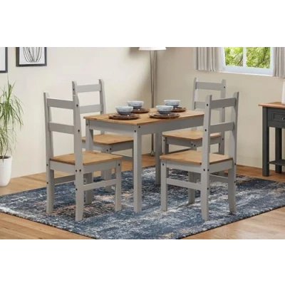 Image of Corona Furniture Grey Wax Budget Dining Table &amp; 4 Chairs