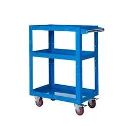 Image of Large Reversible Tray/Shelf Trolley; 3 Tier; 150kg; Blue