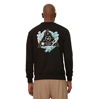 Image of Trendyol Man menswear Regular Basic Crew neck Knit Sweatshirt Black