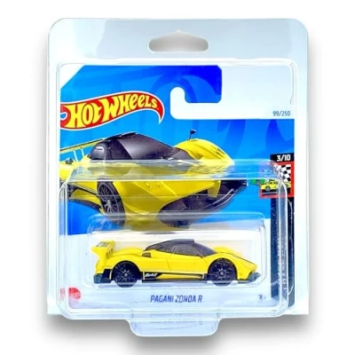 Image of Hot Wheels Pagani Zonda R (Yellow &amp; Black) 3/10 HW Race Day 2024 99/250 (Short Card) COMES IN A GENUINE KLAS CAR KEEPER PROTECTOR CASE HTD82