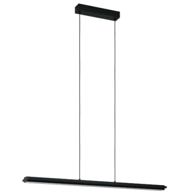 Image of Eglo LED Pendant Lighting Cambulos, dimmable Ceiling Light Fitting Made of Black Metal and White Plastic, Minimalist Hanging lamp for Dining Living Room, Warm