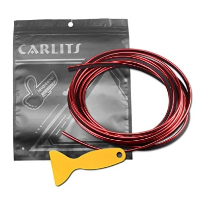Image of CARLITS Car Interior Moulding Trim, 3D DIY 16.4FT/5M Insert Pinstriping Tape Cars Styling Decoration Trims Strip Garnish Accessories for Dashboard (Electroplating Red)