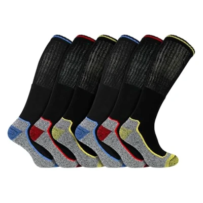 Image of Sock Snob Mens Knee High Socks for Steel Toe Boots Anti Sweat Breathable Heavy Duty Bamboo Work (6 11, 6 Pack)