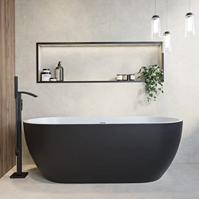 Image of Black Freestanding Double Ended Bath 1650 x 750mm Sintra