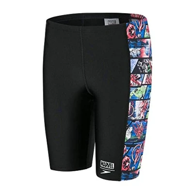 Image of Speedo Boys Marvel Avengers Panel Jammer Black/Neon Blue, Size 22