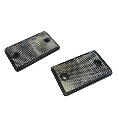 Image of XtremeAuto© 2 x CLEAR/WHITE REFLECTORS High Visibility, Safety Reflectors. For: Trailer, Car, Van, 4x4, Caravan, Camper etc. (includes stick on, adhesive pads)