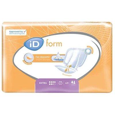 Image of iD Expert form Disposable Extra Incontinence Pads, 21 Pads x 8 Packs