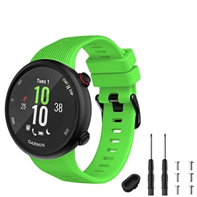 Image of GVFM Strap Compatible with Garmin Forerunner 45, Sport Silicone Wristband Arm Band Replacement Bracelet for 45 and Swim 2 (Green)