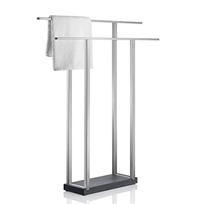 Image of blomus MENOTO Matt Brushed Towel Rack, Stainless_Steel, Silver, 16 x 75 90 cm