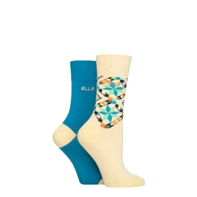 Image of Elle Ladies Soft, Breathable &amp; Cooling Bamboo Patterned and Plain Colourful Socks in a Multipack of 2 Pairs (UK, Numeric, 4, 8, Regular, Storm)