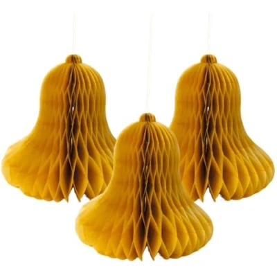 Image of 3 x Christmas Bells Party Decor Honeycomb Paper Tablescape Table Decoration