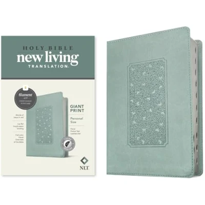 Image of NLT Personal Size Giant Print Bible, Filament Edition, Teal: NLT, Floral Frame Teal, Leatherlike, Enabled Edition Red Letter, Bible